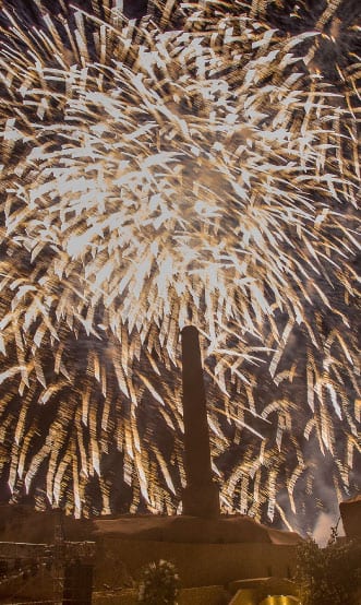 Incredible firework display overlooking the Santorini Tomato Factory