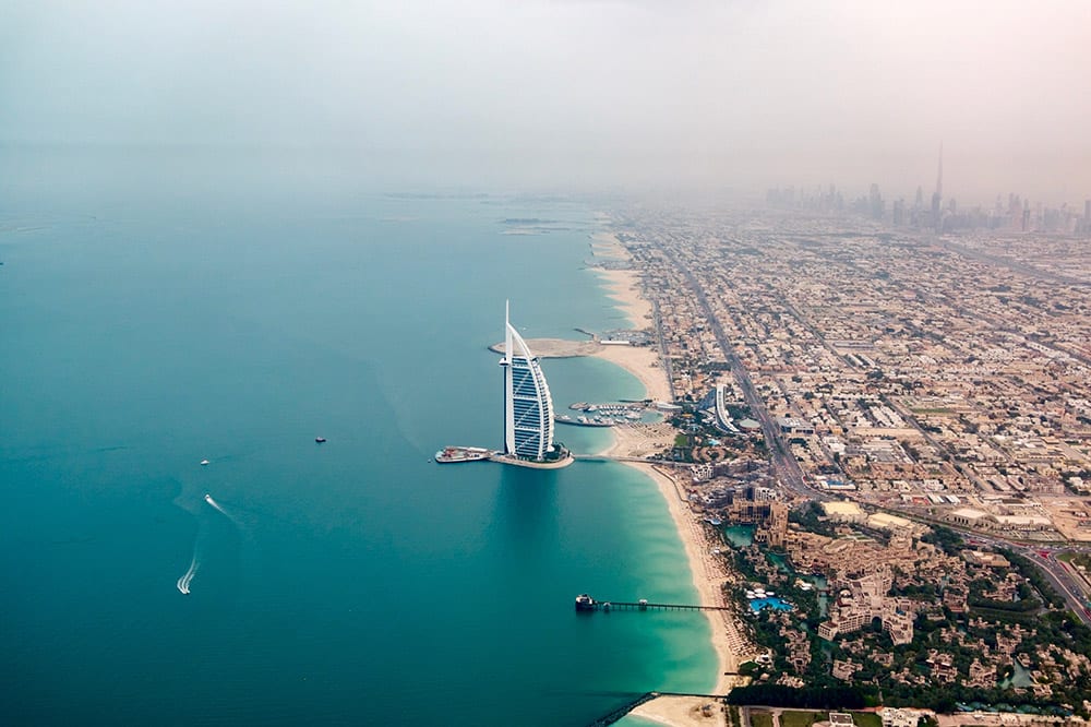 Stunning aerial views of the luxury wedding destination of Dubai