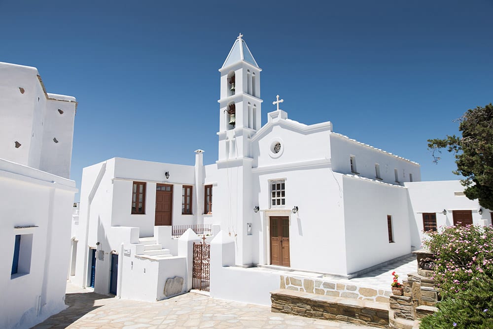 Beautiful traditional white Greek church perfect for a destination wedding