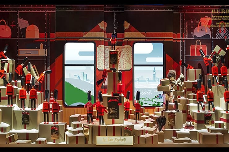 Toy solider Christmas display at Burberry