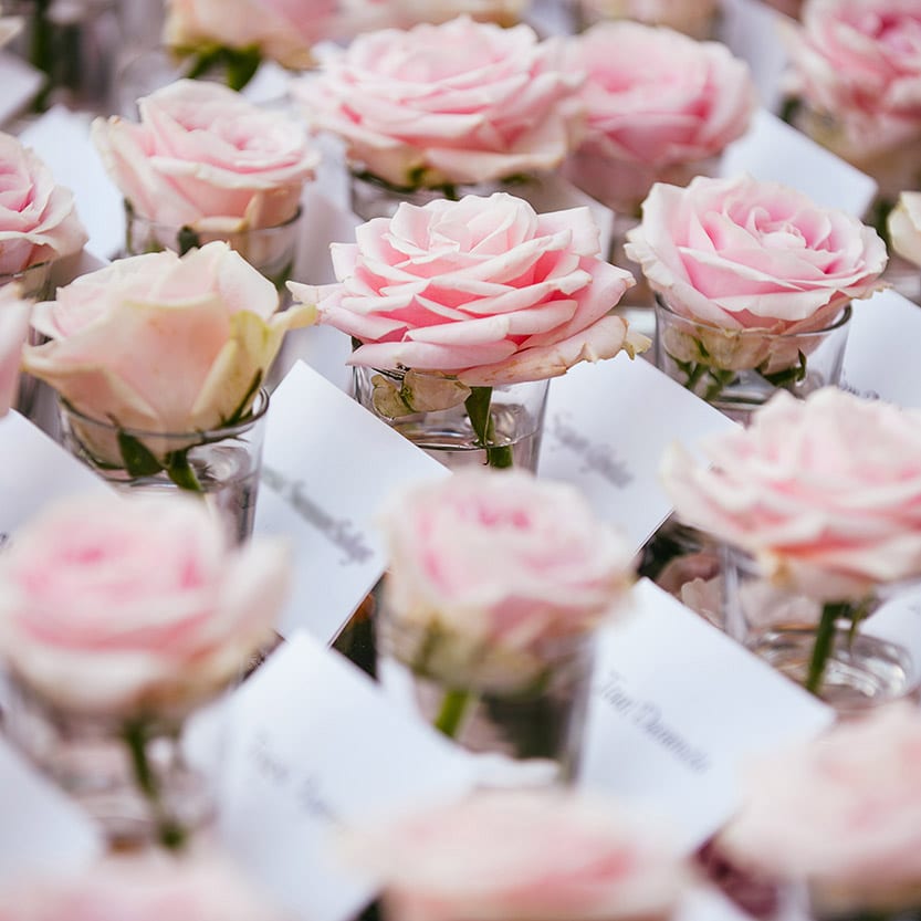 Pink and white wedding flowers
