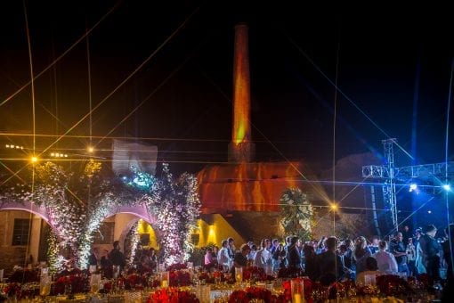 After party at a high budget destination wedding in Santorini