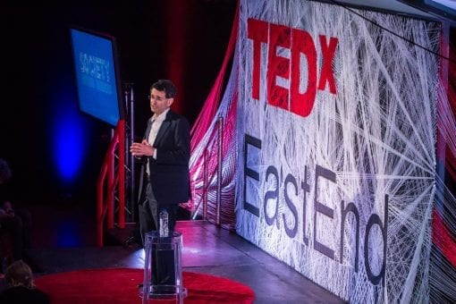 TEDx launch with bespoke creative set design for a corporate event