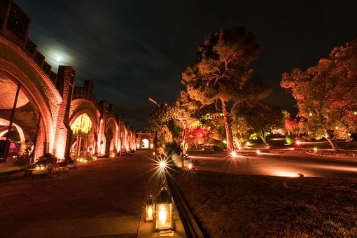 An evening shot of a destination venue in Barcelona, Spain