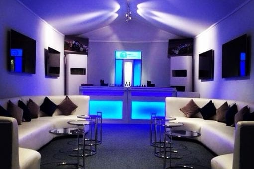 A branded VIP marquee for a corporate event at Silverstone