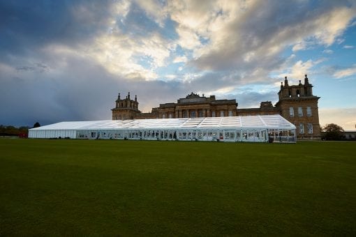 Bespoke glass structure on the South Lawn at Blenheim Palace for a luxury Asian wedding