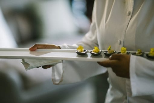 Canapés being served at a corporate event in London