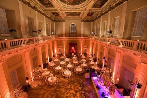 Aerial view of a luxury wedding set up at the Banqueting House