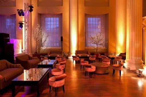 Luxury soft seating at a London high society wedding at the Banqueting House in London