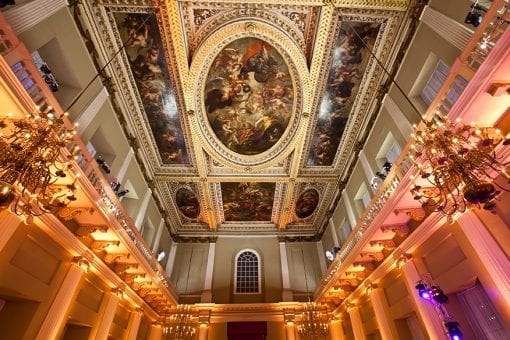 The stunning Rubens ceiling at the luxury wedding venue Banqueting House in Whitehall, London