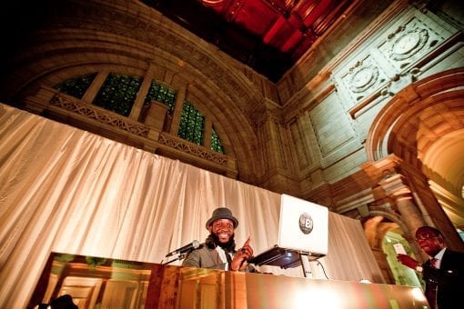 DJ Obi performing at a private wedding after party for a Royal Nigerian white wedding