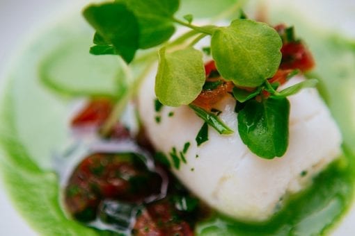 Seasonal plated fish beautifully presented