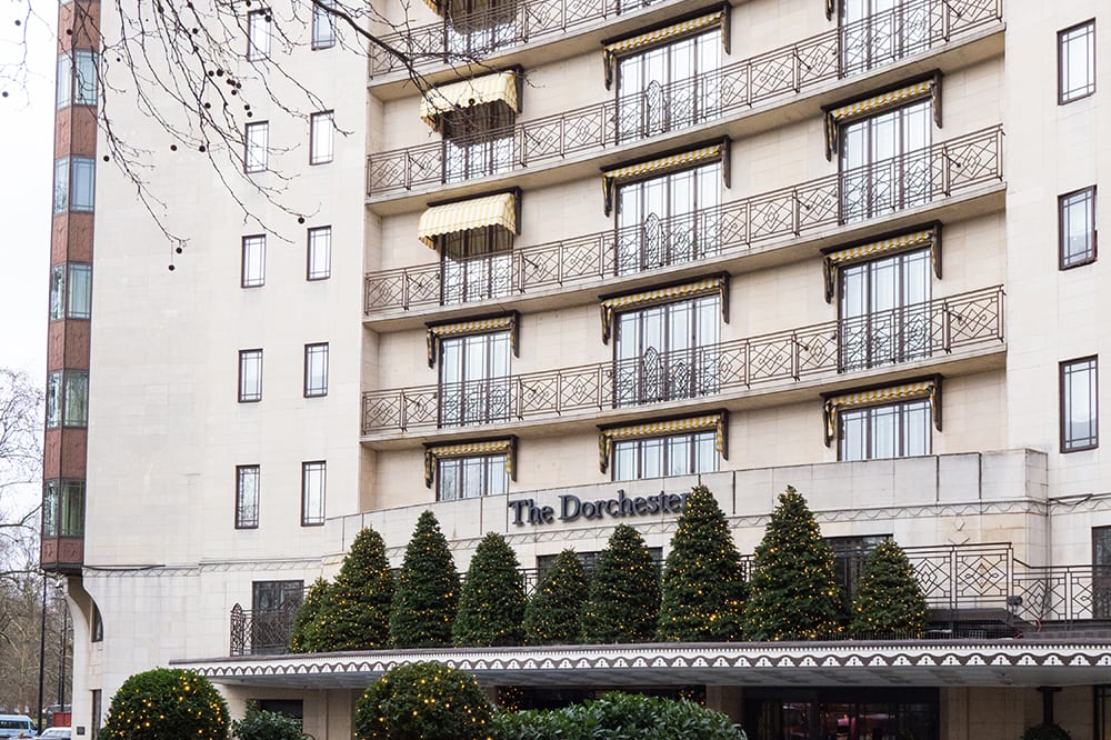 The exterior of the Dorchester Hotel in London
