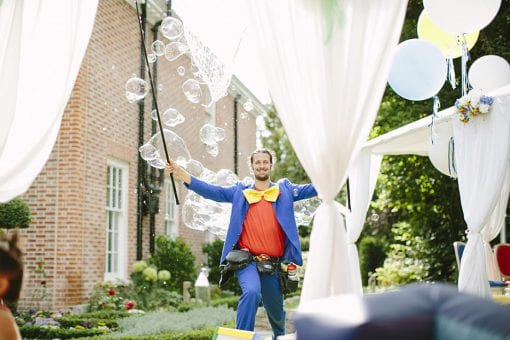 Balloon entertainer at a luxury kids party at a private estate in London