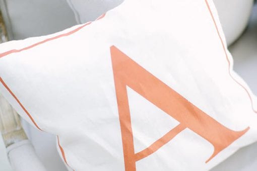 Bespoke alphabet cushions for a lavish kids 1st birthday party