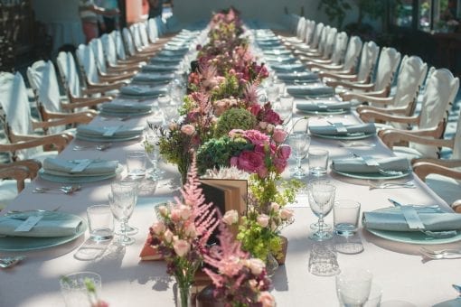 A stunning floral runner with soft pink, green and blue tones in the South of France