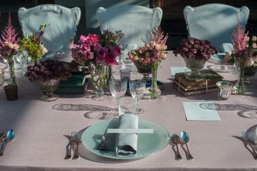 Bespoke chairs with pink and purple colour palette.