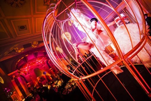 Roxy Velvet performing an aerial act at One Marylebone