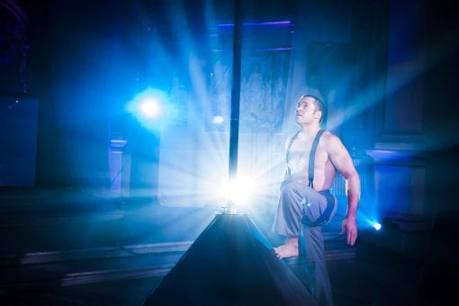 The Flagman performing his amazing pole dance at a private event at One Marylebone