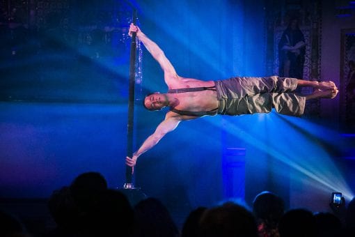 The well know Flagman performing his pole routine at a private party in London