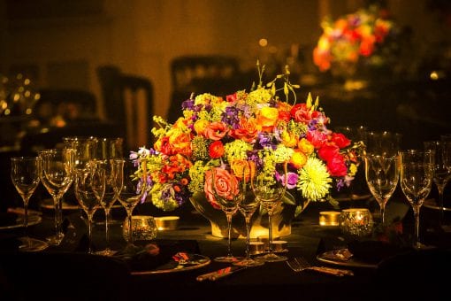 Stunning indian inspired tablescape on a round table in One Marylebone
