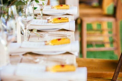 Rustic tables for a Scottish Wedding on a private estate
