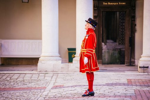 Guest entrance with a beef eater for a luxury birthday party at Hampton Court Palace