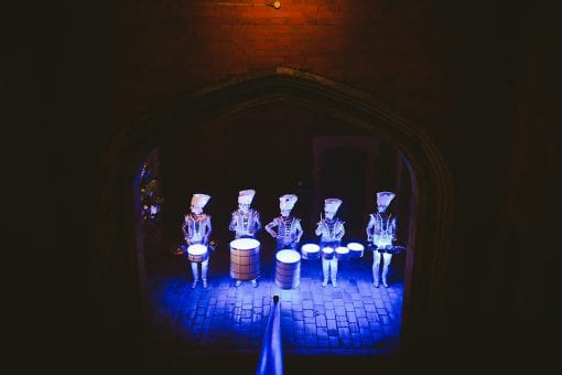 The LED drummers lit up at Hampton Court Palace performing for a luxury birthday party