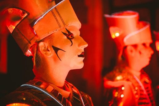 Close up of a LED drummer about to perform at a fun milestone birthday party at Hampton Court Palace