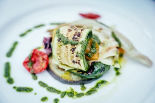 Beautifully presented plate of colourful food at a luxurious wedding in Lake Como, Italy
