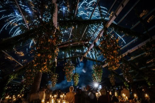 Stunning firework display over a luxurious wedding at Villa Pizzo in Lake Como, Italy