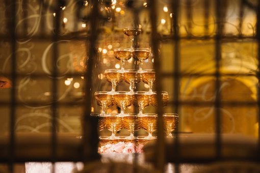 Vintage champagne tower for a lavish party in London