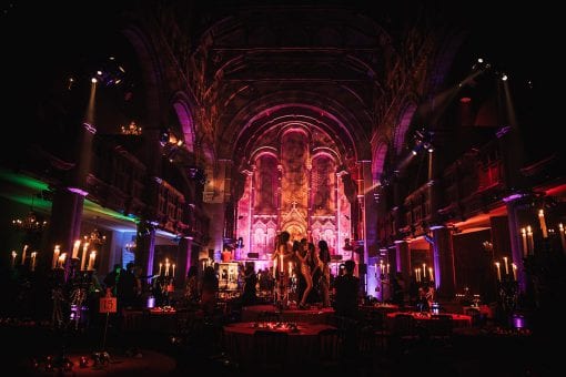 Dinner set with production and lighting for a private 18th birthday party